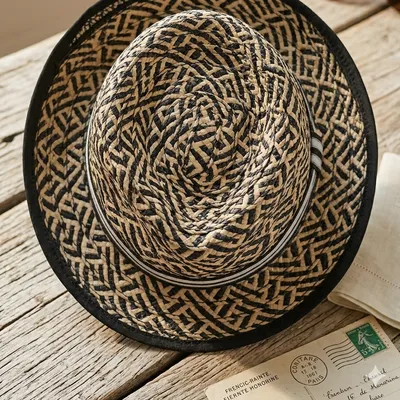 Chapeau trilby jasper conran neuf paille tressée bicolore 